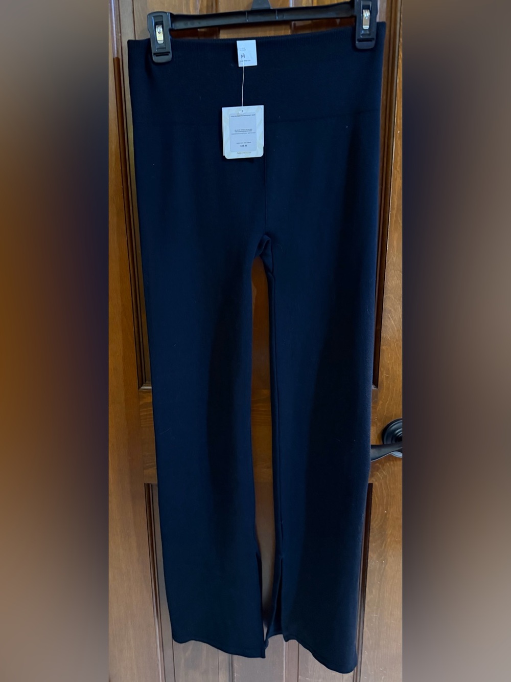Fabletics Cloud Seamless High-Waisted Split Flare Pants Sz M Black Lounge NEW